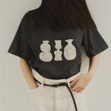 Flower Vase Graphic Tee -6.2oz premium cotton-【25T-4】