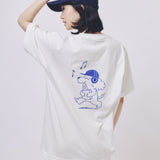 Dog Illustration Back Print Tee -6.2oz premium cotton-【26T-2】