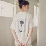 Flower Photo Back Print Tee -6.2oz premium cotton-【25T-3】