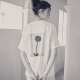 Flower Photo Back Print Tee -6.2oz premium cotton-【25T-3】