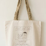 Gathered Handle Canvas Tote – NOT LOST DOG–【26B-1】