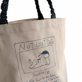 Gathered Handle Canvas Mini Tote – NOT LOST DOG–【26B-5】